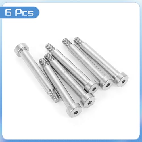 uxcell 304 stainless steel M8 shoulder screw, 60mm diameter and length, 6-piece set