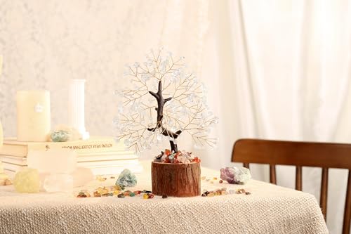 LAIDANLA Clear Quartz Crystal Tree of Life, Clarity Desk Decor Gifts White Crystal