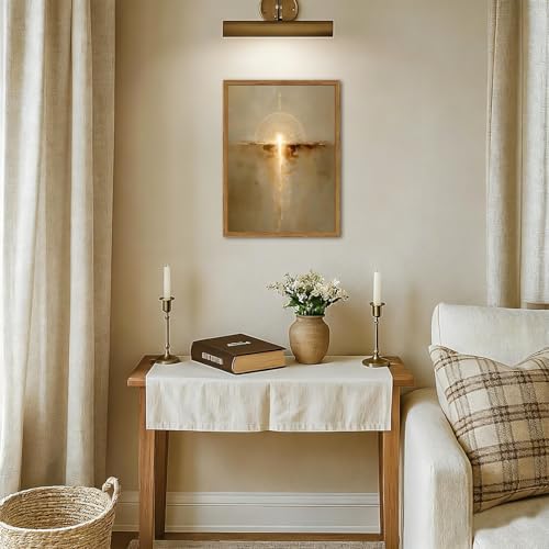 Framed Christian Wall Art, Abstract Gold Divine Light Wall Decor Paintings, Sandstone Textured Sacred Sunrise Pictures Prints Religious Home Decor for Living Room Bedroom Prayer Room 12x16 inch Golden Framed 16"L x 12"W