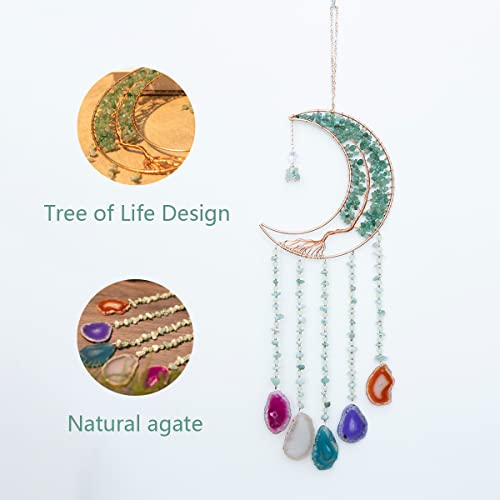 Green Agate Dream Catchers with Crystal Tree of Life Home Decor Green