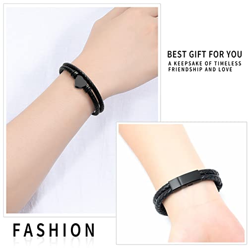 memorial jewelry Cremation Bracelet with Clasp Beads Cowhide Multi-Layer Braided Leather Urn Bracelet for Men Women 2PCS 20 cm