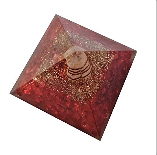 Purpledip Red Jasper Orgone Pyramid with Crystal Quartz Energy Rod: Good Luck Healing Charm, Divine Spiritual Crystal Stone (11510)
