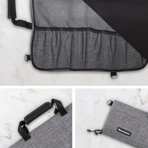 Messermeister Preservation 8-Pocket Knife Luggage, Heather Gray - 8 Elasticized, Reinforced Pockets for Culinary Tools - Holds Up to 18” Knife - Made From 100% Recycled Water Bottles