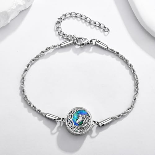 YAFEINI Horse Urn Bracelet Sterling Silver Cremation Jewelry Ashes Bracelet