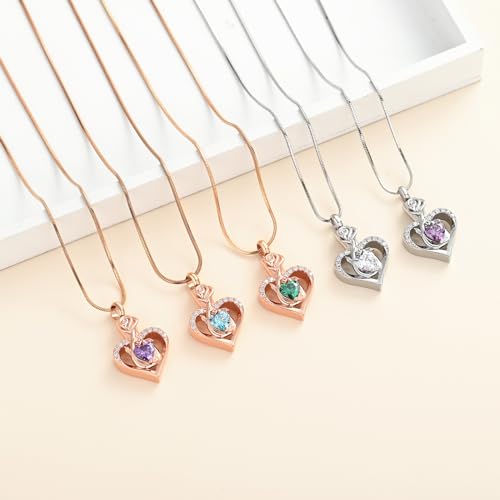 Minicremation Cremation Jewelry for Ashes Rose Flower Heart Necklace for Women Girl Birthstone Memorial Keepsake Jewelry Urn Pendant Silver-Green