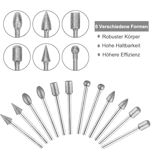 Raheem 20 Piece Diamond Cutter Set Accessories for Dremel Stone Polishing | Router Bits Grinding Points with 1/8 Inch Shank for Glass Ceramic Carving Grinding Engraving