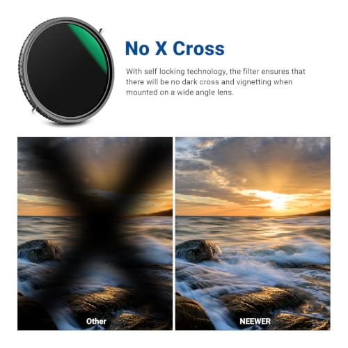 NEEWER 2 in 1 43mm Variable ND Filter ND2–ND32&CPL Filter(Circular Polarizer Filter) No X Cross/30 Layer Nano Coated/HD Optical Glass/Ultra Slim Aluminum Alloy Frame/Water Repellent/Scratch Resistant