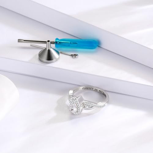 MANBU Sterling Silver Teardrop Urn Ring for Ashes for Women Size 6