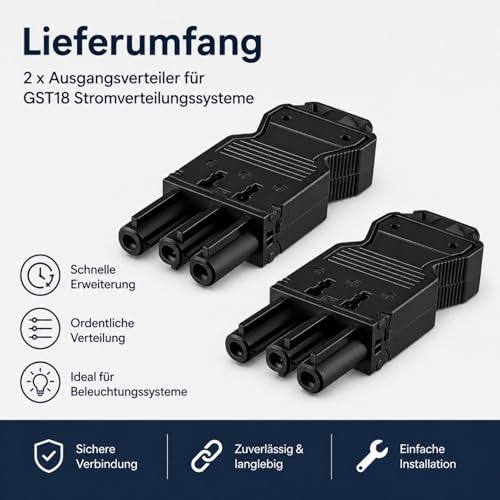Powice For GST18 Power Distribution System Output Distribution 2 Pack Compatible with GST18 Through Connectors Suitable for LED Lighting, Strip Lights and Multi-Channel Power Distribution a