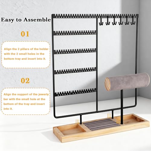 Ciormis Jewelry Organizer Stand， 5-Tier Earring Holder for Women and Girls Black-new