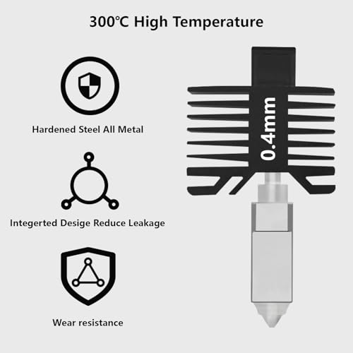 Upgrade 0.4mm Hardened Steel Hotend Kit for Bambu Lab X1C, P1 Series, 3D Printer 350℃ High Temperature All Metel Integerted Desige Hot End Nozzle Kit for P1S, P1P