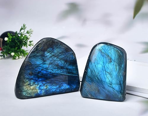 Large Labradorite Rock Polished Slab Block Healing Crystal Stone for Meditation Gift Home Decor 1.7-2.2 Pound Labradorite Block