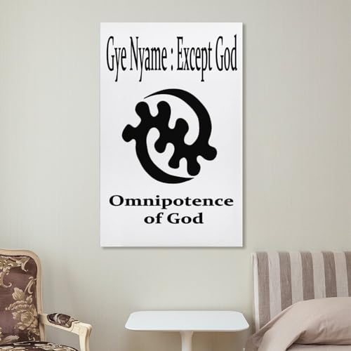 Gye Nyame Except God Adinkra Symbol African Canvas Printing Wall Art Prints Posters Spiritual Faith Minimalist Wall Decor for Living Room Bedroom Office Classroom 12x18inch(30x45cm) style-1 18"L x 12"W