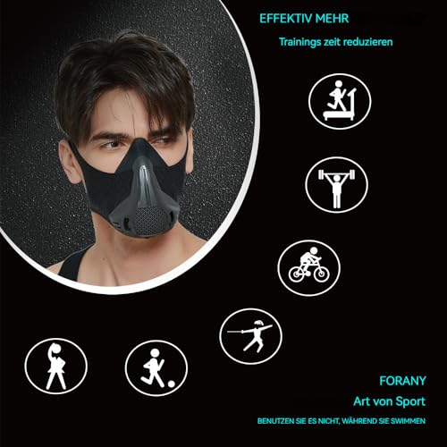 Sports masks for fitness, running training, face mask for high altitudes to improve resistance, cardio and endurance running mask. Phantom training mask Black M