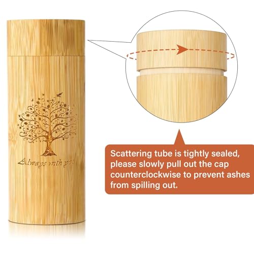 Small Scattering Urns for Human Ashes Adult,Medium Bamboo Scattering Urn Tube,6.5''x2.6''Scattering Tubes for Human Ashes,Urns for Human Pet Ashes (Brown, XL, Wisdom Tree) Brown