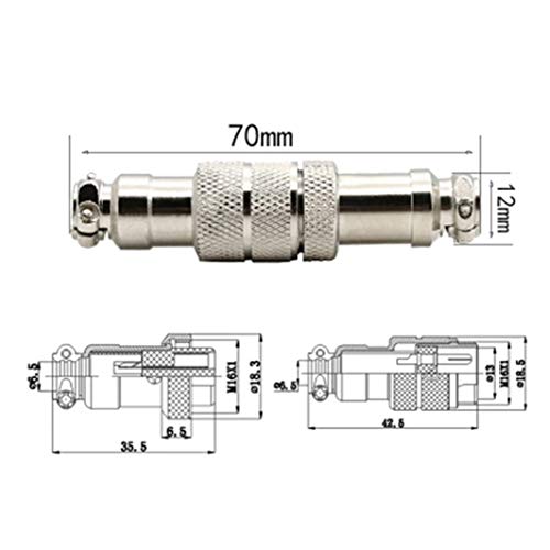 5pcs Aviation Plug, GX16 16 mm Aviation Connector Plug Docking Female & Male Round Connector (5Pins) 5Pins
