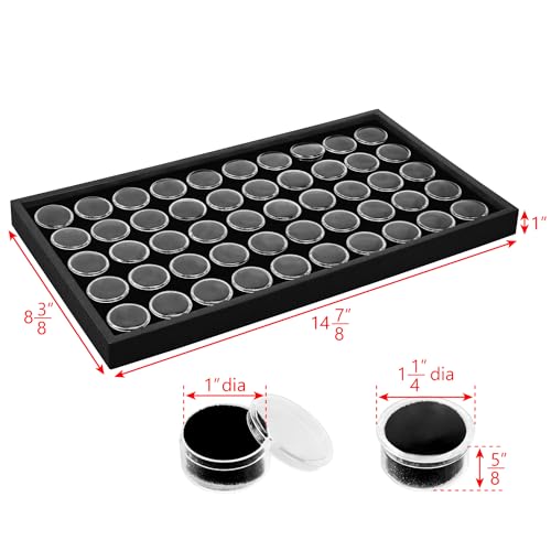 Ikee Design Black Foam Gem and Bead Organizer 50 Jars Display Tray Black Foam/Black Tray (50 Jars)