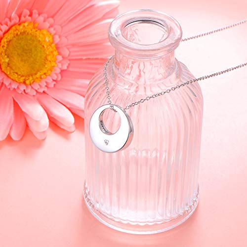 Flyow Urn Necklaces for Ashes for Women Cremation Jewelry 925 Sterling Silver Eternity Memorial Ashes Keepsake Pendant Adjustable Length Forever in My Heart