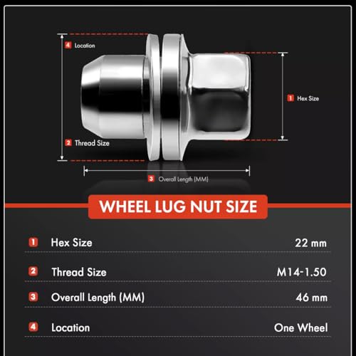 ZoooFunn RRD500510 alloy wheel lug nuts, 5-piece set compatible with Land Rover