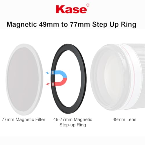 Kase Magnetic 49-77mm 49mm to 77mm Filter Step-Up Adapter Ring for Wolverine Magnetic Filters