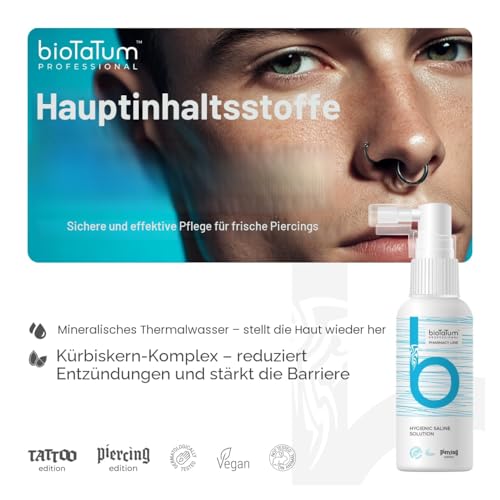 Hygienic Piercing Spray Saline Solution - Clean Skin Piercing Spray/Piercing Care Spray - Piercing Aftercare - After Piercing Solution for Ears, Nose, Body, Belly Button Piercings One Size