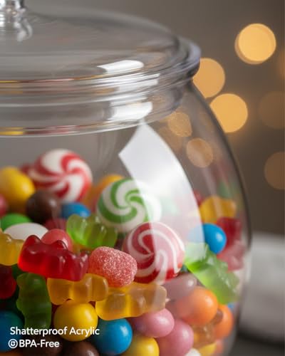 Rocutus Candy & Cookie Jar with Airtight Lid, Plastic Candy Jar Cookie Jar Jar for Pantry Organization, Sugar, Flour, Pasta, Dog Treats, Clear Food Storage Canister & Home Decoration (1.5 Gallon) 1.5 Gallon