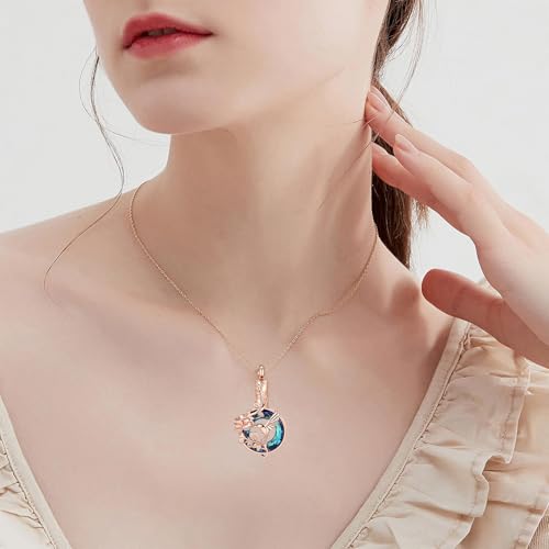 Hearbeingt Hummingbird Urn Necklaces for Ashes Cremation Jewelry for Women Rosegold-blue