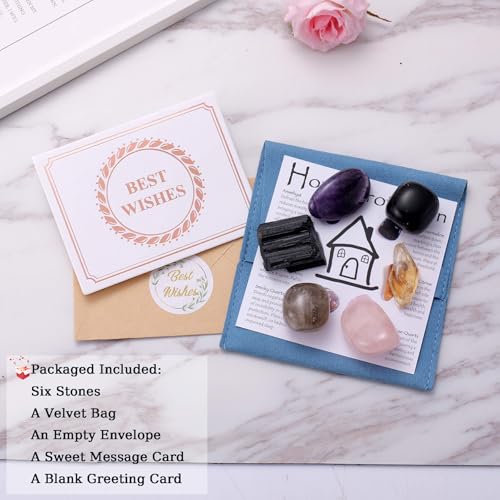 House Protection Crystal Set – Home Protection Crystals for Negative Energy Removal, EMF Cleansing & Spiritual Blessing – New Home Gift, Housewarming Kit, Healing Stones