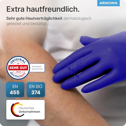 Arnomed Disposable Gloves, Accelerator Free, Nitrile Gloves, L, Pack of 100 | Disposable gloves, skin-friendly, nitrile gloves, disposable purple blue, allergy-friendly rubber gloves, powder-free