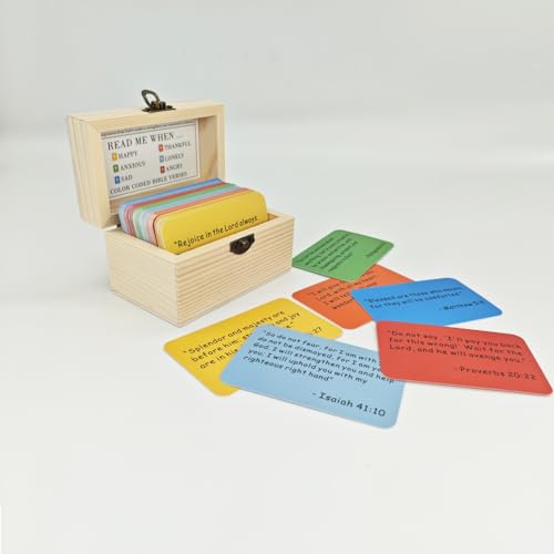 MOBU Bible Verse Cards & Wooden Box Christian Birthday Gifts for Women Men 90 Pcs & Wooden Box