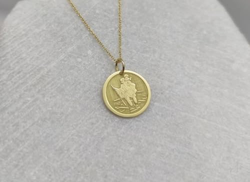 LKBEADS 925 sterling silver necklace 28mm|18 inch chain |saint christopher necklace| pendant| saint charm| religious pendant| catholics| protection pendant| travel necklace|gold plating |LKGP_00801