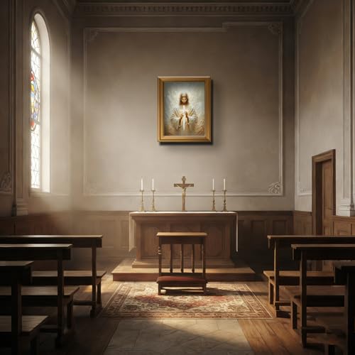 Golden Framed Jesus Wall Art Christian Canvas Painting Jesus Holding Cross Religious Wall Decor Cross Poster Prints Stripe Painting Picture for Living Room Bedroom Church Home Decoration 12x16 Inch white-poster 12"L x 16"W