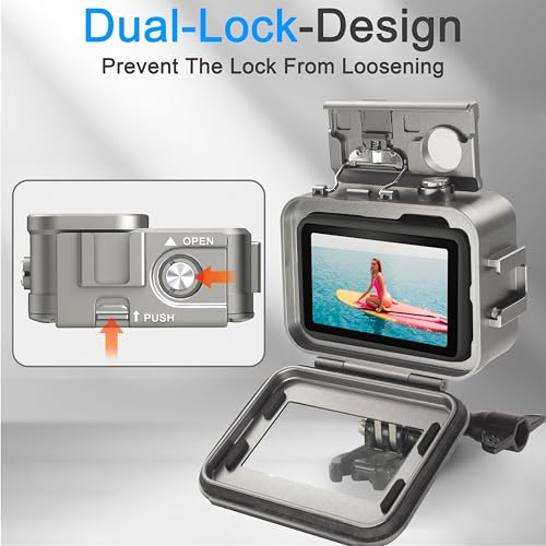 FitStill 263FT/80M Underwater Waterproof Diving Housing for Go Pro Hero 13/12/11/10/9 Black,Protective Underwater Diving Housing Shell Accessories (Hero13/12/11/10/9 Aluminum Alloy Shell) Hero 13/12/11/10/9 Black (Aluminum)