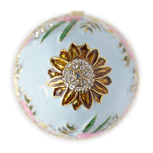 Apropos Hand- Painted Classic Vintage Style Faberge Egg with Rich Enamel and Sparkling Rhinestones Jewelry Trinket Box (Light Blue) Light Blue
