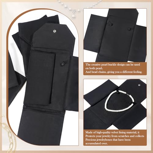 Kenning 6-piece velvet jewelry necklace display folders in black, designed for travel organization and storage.