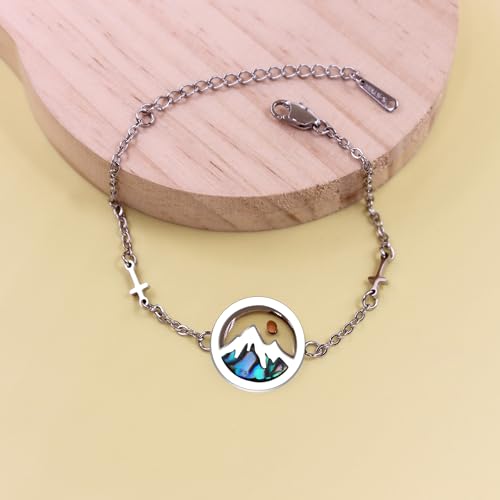 Faith Moves Mountains Mustard Seed Bracelet, Stainless Steel Adjustable Christian Jewelry Cross Design, Inspirational Gift for Men Womwen Christmas Advent Thanksgiving white - Shell Mountain