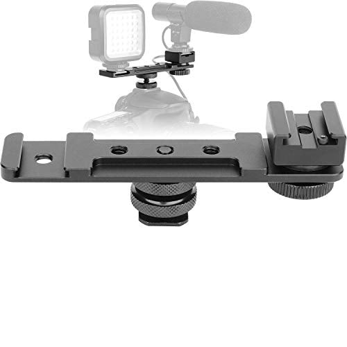 ChromLives Hot Shoe Extension Bar Mount with 1/4'' Hot Shoe Mount Adapter, Dual Straight Mount Flash Bracket Compatible with Nikon Canon Sony Olympus DSLR Camera Camcorder DV