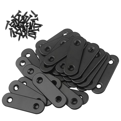 40 Pcs Straight Brace, 2” x 0.6” Flat Brace, Stainless Steel Straight Bracket, Mending Joining Plates for Bed Frame,Board,Wood,Shelves & Furniture, Matte Black (40) 40