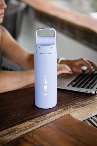 LifeStraw Go Series Insulated Steel Water Filter Bottle, 18 oz, Provence Purple 18 Ounces