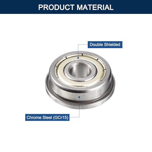 HiPicco F628ZZ Flanged Ball Bearing, ID 8mm x OD 24mm x Width 8mm Miniature Bearings, Double Metal Shielded Deep Groove Bearings, Pre-Lubricated (GCr15) Chrome Steel 10pcs F628ZZ 8mmx24mmx8mm