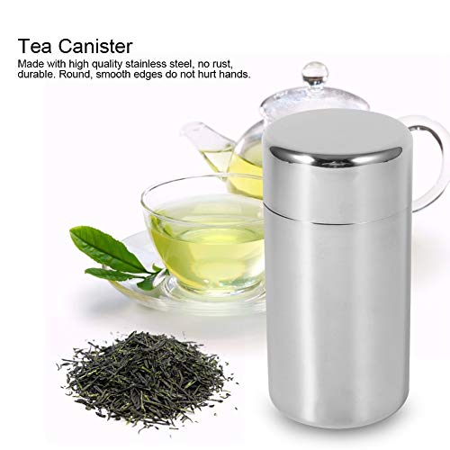 Small Tea Tin Canister, 550ml Stainless Steel Coffee and Tea Canister, Loose Leaf Tea Storage Container, Portable with Airtight Double Lids, for Tea Coffee Sugar Storage (Pack of 2) Large (Pack of 2)