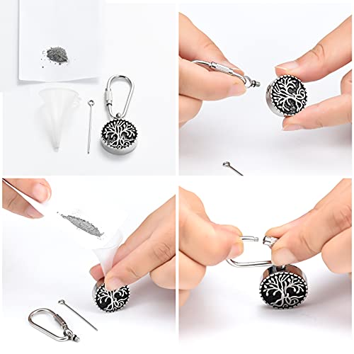 Imrsanl Cremation Jewelry Keychain for Ashes Stainless Steel Keepsake Urns Key Ring for Ashes Memorial Ash Jewelry Pendant Tree of Life