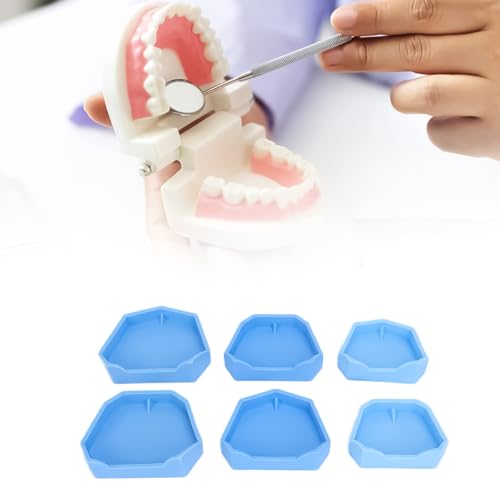 Dental Plaster Model Base, 6 Pieces Dental Impression Material Molding Tray, Silicone Lab Model Molding Tray for Dentist, Suitable for Various Trays