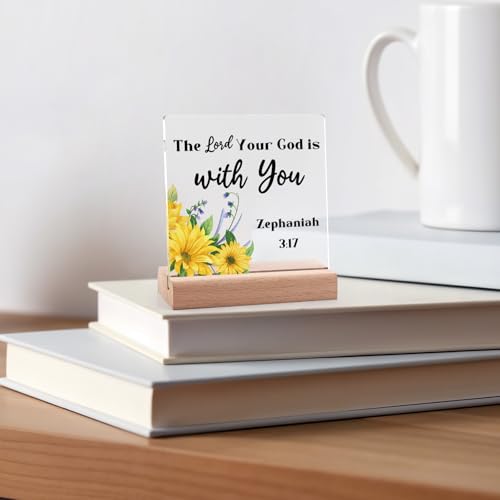 Christian Gifts for Women Men Religious Clear Desk Decorative Sign Inspirational Christian Gifts for Coworker Friends Encouragement Acrylic Plaque with Stand Easter Faith Motivational Baptism Gift