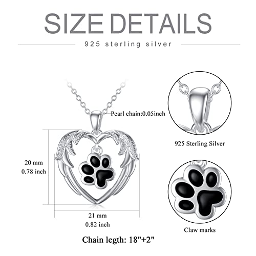 Sterling Silver Dog Urn Necklace - Memorial Keepsake Cremation Jewellery for Women Dog Lovers Heart Dog Paw