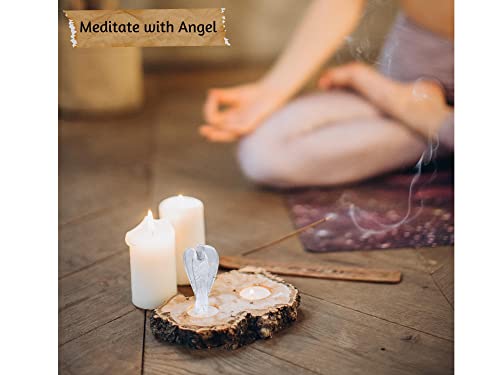 Amazing Gemstone Crystal Quartz Crystal Guardian Angel Figurines Ornament for Healing Birthstone, Decoration Statue (Hand Carved Pocket Gemstone Angel) (3 inch) 3 inch