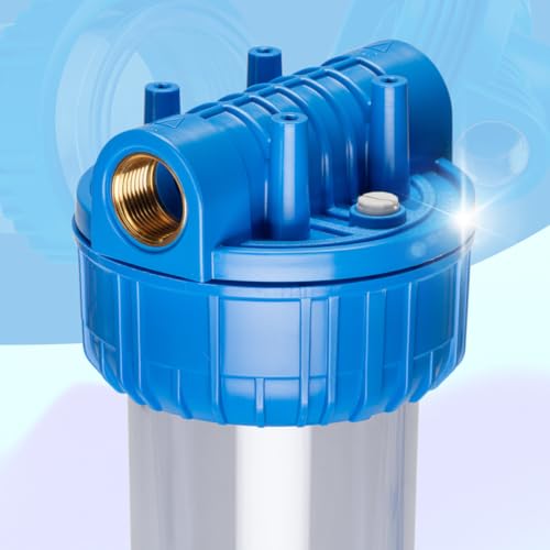 WK 10 Inch Complete Vacuum Container Water Filtration Kit | Includes mounting bracket, key for opening included, for mounting Filtro 10" attacchi 3/4" Container with holder and key
