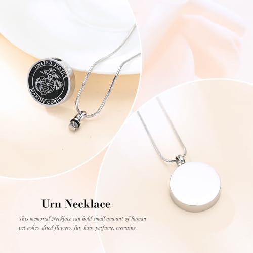 Minicremation Cremation Jewelry for Ashes UNITED STATES Army/Air Force/Navy/Firefighter Memorial Urn Necklace for Ashes Keepsake Pendant for Women Men US-Marine Corps