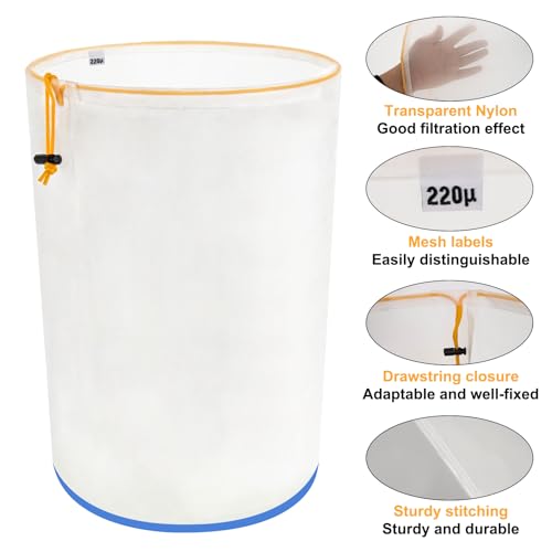 PSLER 5-gallon reusable nylon fine filter bag with 220-micron mesh screen