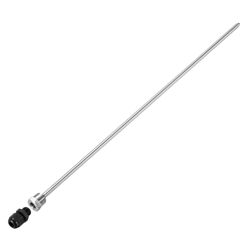 QUARKZMAN Thermowell Weld-Free 304 Stainless Steel 8 mm Diameter G1/2 with Cable Gland 500 mm Length for Beer Fermenter Black | With cable gland, 500 mm length, for beer fermenters